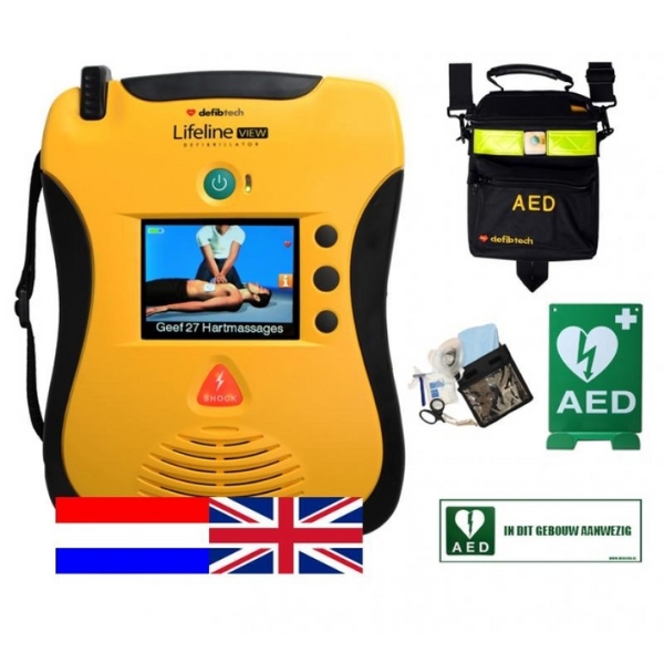 Defibtech VIEW AED met draagtas, safeset, ophangbeugel en raamsticker